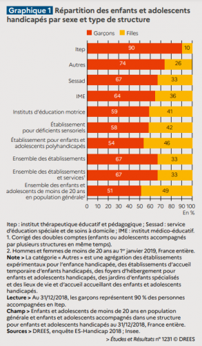 Infographie : Répartition des enfanfs et adolescents par sexe et tupe de structucture